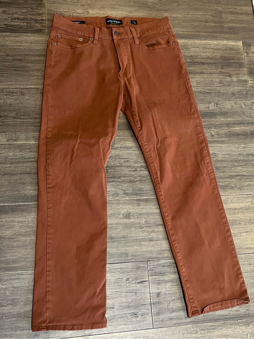 Men’s Lucky Brand rust 363 straight jeans pants sz 30/30 California Casual
